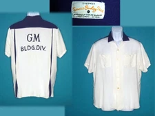 Vtg 50s Cheswick Services Bowling Shirt Chain Stitch General Motors BLDG DIV SzL