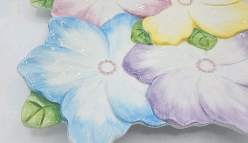 Vintage 1992 Bombay Company Spring Flower Floral Platter Plate Tray - Picture 3 of 7