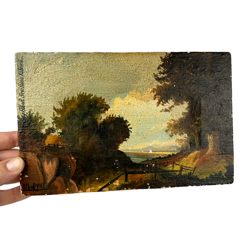 VTG Romantic Evening Forest Landscape Oil on Canvas 1967 Albo R Sevillano Spain - Picture 19 of 19