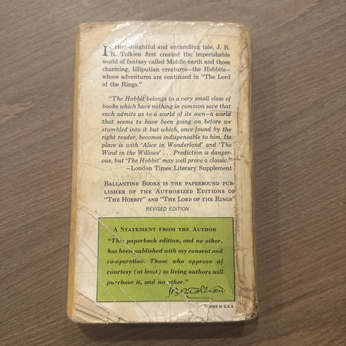 Der Hobbit Cover Erstdruck 1965 Taschenbuch Ballantine J.R.R Tolkien - Bild 2 von 5