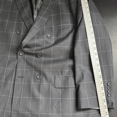 Vinci Set Tuta Uomo Grigio Plaid Doppiopetto 48S 40W - Vestibilità Moderna - Foto 9 di 12
