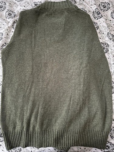 Savile Row Men’s Sweater • Large Green Quarter Zip • Cable Knit • Nylon & Wool - Picture 6 of 6
