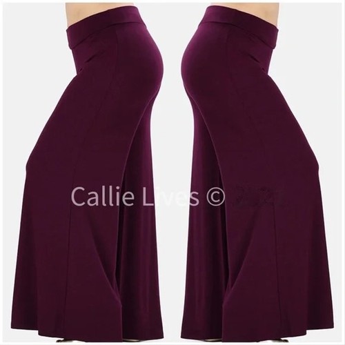 2X Callie Curvy Deep Purple Comfy Palazzo Pants high-rise soft comfy office