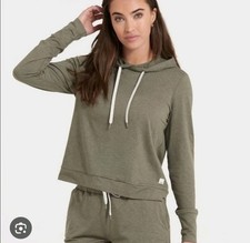 Vuori Hoodie Womens Medium Halo Essential Pullover Sweatshirt Olive Green Hood