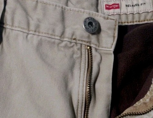 👷Pantalones de mezclilla Wrangler calce relajado forrados de vellón cargo tostado para hombre 32 x 30 70WFEGR - Imagen 9 de 10