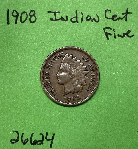 1908 Indian Head Cent Penny 1c Fine