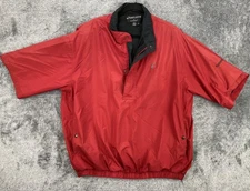 FootJoy DryJoys Pullover Jacket Mens XL Red Short Sleeve Golf Rain Windshirt