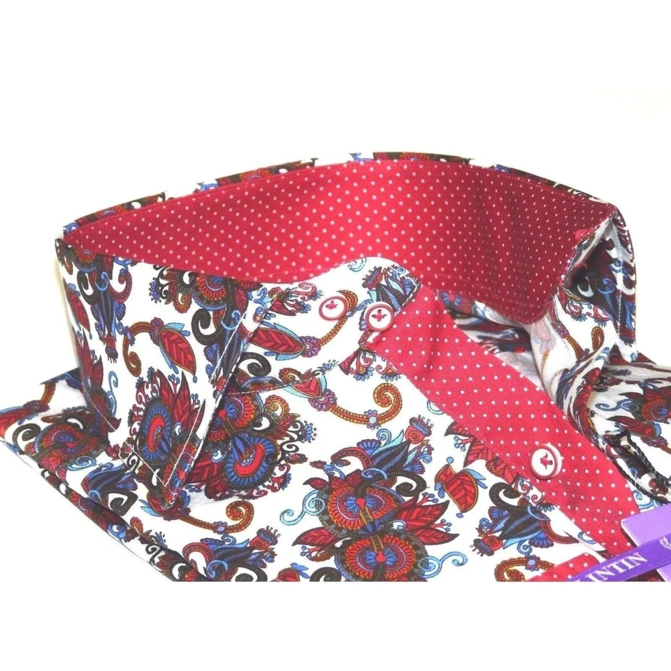 Men Shirt J.Valintin Turkey Egyption Cotton Axxess Style A113-10 Christmas Red - Image 2 of 4