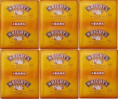 Wrights Traditional Soap with Coal Tar Fragrance 100g 4 Bars x 6