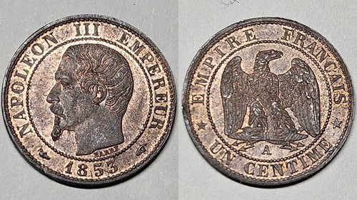1 Centime NAPOLEON 3 Tete nue 1853-1857 Lille Bordeaux Strasbourg Lyon Rouen - Picture 3 of 8