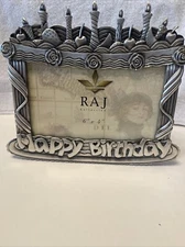 RAJ Birthday Cake Metal Photo Frame - Raj Frame Coll. HBD -EUC 4.75 X6.75