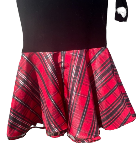 Bonnie Jean NWOT Lucy Girl's Long Sleeve Velvet Black Red & Silver Plaid Size 12 - Picture 16 of 16