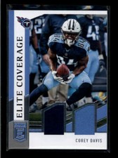 COREY DAVIS 2018 DONRUSS ELITE COVERAGE DUAL GAME USED WORN JERSEY AJ9287