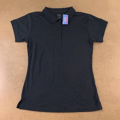 Authentic Galaxy By Harvic Womens 2XL Black Short Sleeve Polo Shirt New