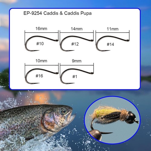 Eupheng Fly Fishing Hook CompetitionHookDry Nymph Shirmp Wet Caddis Tying Hooks - Picture 20 of 27