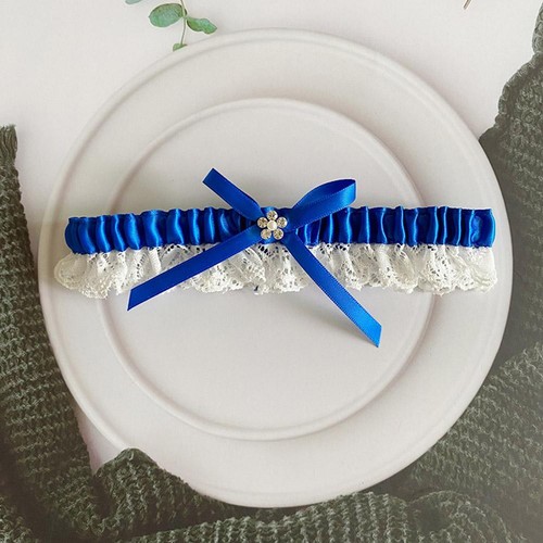 LR Bridal Ivory Wedding Bridal Garter with Rhinestone Satin Bow and Lace F8L2 - Picture 18 of 34