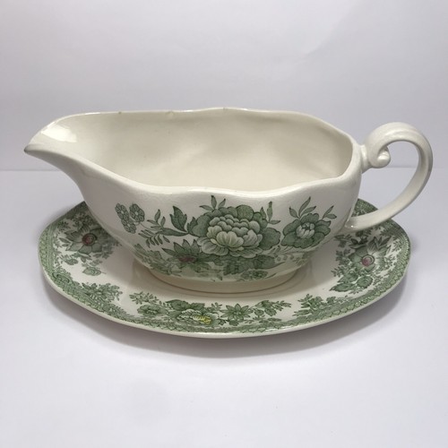Wedgwood Kent Green Multicolor Gravy Boat and Underplate - Picture 13 of 14