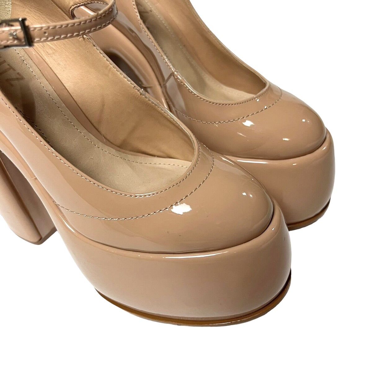 【PORTERNA】Fuse Mary Jane Pumps Navy and White Mary Jane Pumps Vintage Style Spool Heel