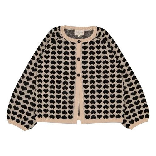 Suéter Cárdigan Louis Louise Gulsah Tejido Mezcla Lana Corazón-Negro/Beige 2 - Imagen 7 de 12