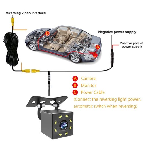 Camara De Reversa Trasera Para Auto Carros Coche Retroceso Con Vision Nocturna - Picture 4 of 7