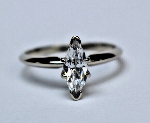 Set matrimonio donna oro bianco 14K 1-CTTW 2 anelli con diamante marquisa (creato in laboratorio) - Foto 14 di 22