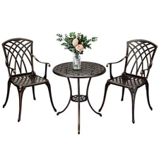 3-Piece Patio Set Outdoor Cast Aluminum Patio Furniture,Bistro Table and Chair