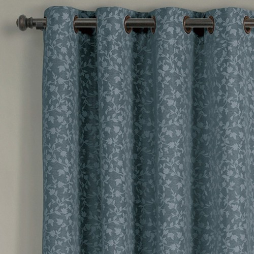 2PC Fiorela Woven Jacquard Window Curtain Set Floral Grommet Panels - Picture 5 of 11