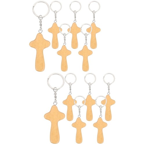 2 PCS Wooden Cross Key Ring Miss Lovers Keyring Keychains for Backpacks - Zdjęcie 12 z 12