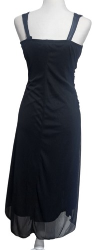 Vintage Trixxi Black Sleeveless Ruched Dress With Rhinestone Ring Strap Detail S - Picture 7 of 12