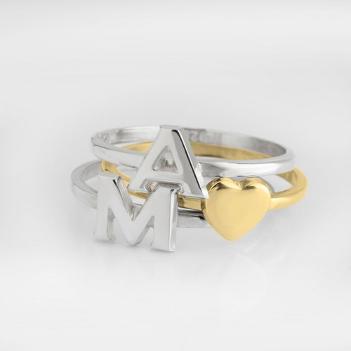 Anello iniziale impilabile argento sterling - fascia nome personalizzata - regalo per lei - collana ® - Foto 6 di 6