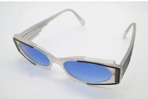 Vintage 80s Blue Lens Designer Retro New Wave OLMACOME Sunglasses NOS France - Picture 4 of 6