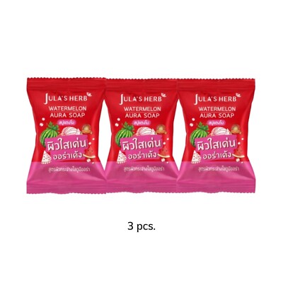 Jula's Herb Watermelon Aura Bar Soaps Treatment Face Cleanser Skin 3 x 60 g