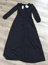 Boohoo Women Lace Waist Button Maxi Dress Black Size US 4