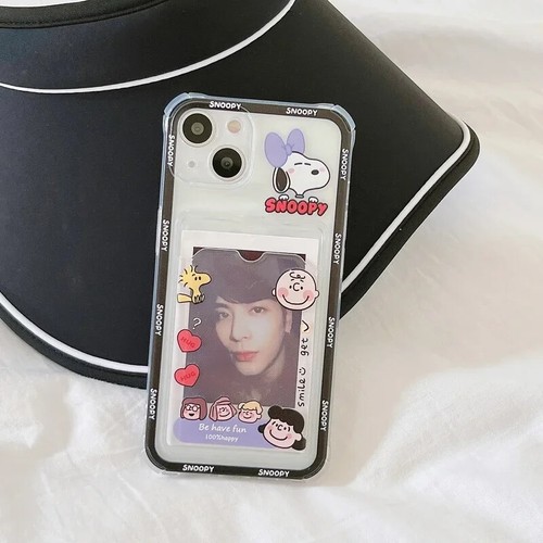 Cute Snoopy & Charlie Brown Clear Wallet Phone Case for iPhone 16 15 14 13 12 11 - Afbeelding 4 van 12