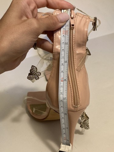 Sandali stiletto rosa limonata diamante farfalla trasparente lucite zip tg 8,5 - Foto 19 di 20