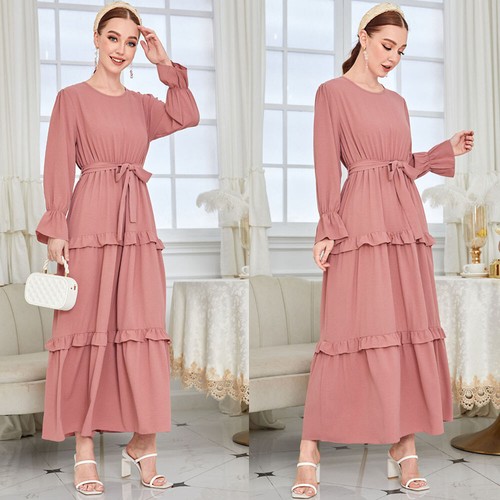 Dubai Abaya Muslim Women Maxi Dress Long Sleeve Robe Islamic Arab Robe Evening - Foto 4 di 20