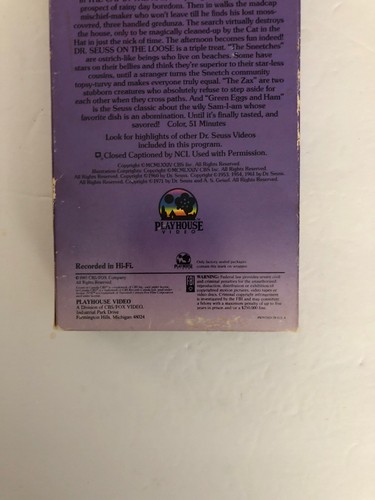 DR. Seuss The Cat In The Hat/On The Loose VHS 1985-TESTED-VERY RARE-SHIP 24 HOUR - Picture 7 of 12
