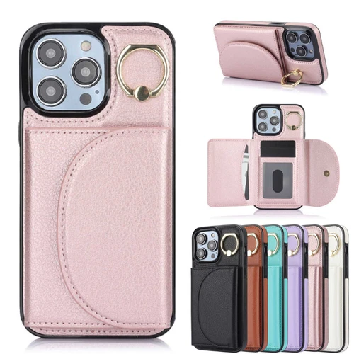 Card Holder Leather Case Protective Cover for iPhone 16 15 14 13 Pro Max  X/XS