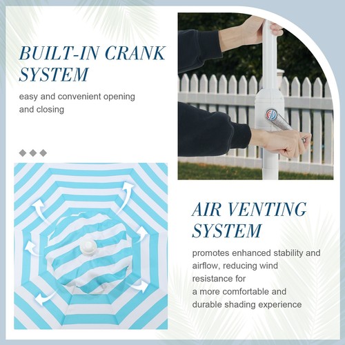 Aoodor 9FT Outdoor Patio Market Umbrella UV Protection Waterproof w/Button Tilt - Picture 56 of 73