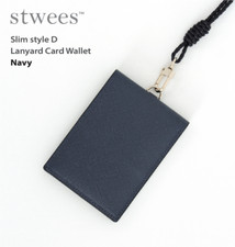 Slim leather Lanyard card wallet, Folding, Snap Button, Style D, Made In Korea