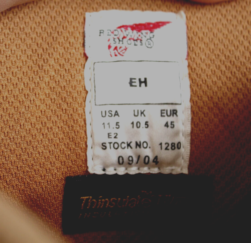 Vintage 2004 Red Wing 1280 EH Insulated Boots, Brown Leather US Size 11.5 E2 - Picture 10 of 16