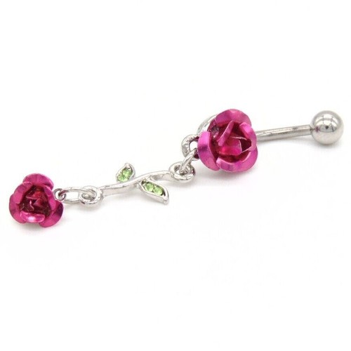 Flower Belly Bars Button Piercing Bar Dangle Navel Body Jewellery Ring Silver - Picture 16 of 50