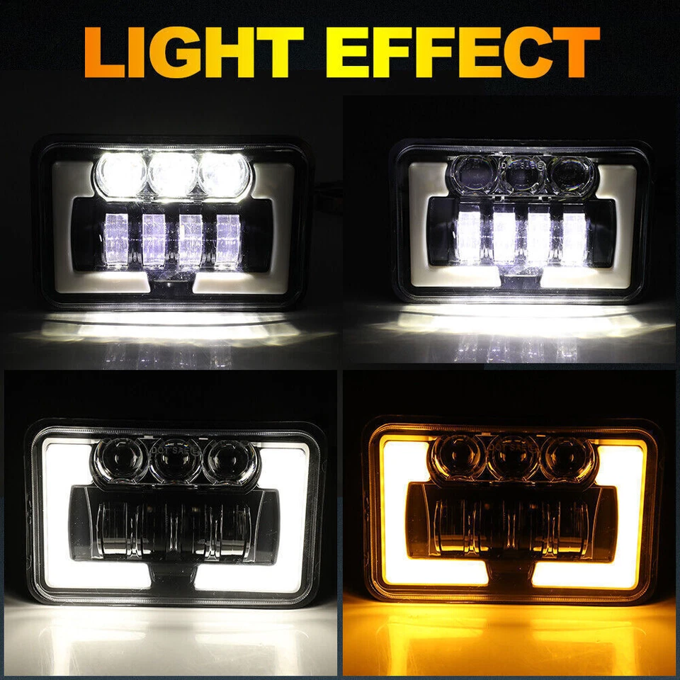 Faros LED de 4x6 pulgadas haz sellado alto/bajo para GMC V2500 SUBURBAN 1989-1991 2 PIEZAS Foto 2 de 4