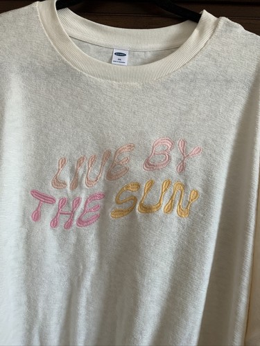 Old Navy Womens Sweatshirt XXL Plus Cream Live By The Sun Sweater Terry Crop New - Picture 2 of 12