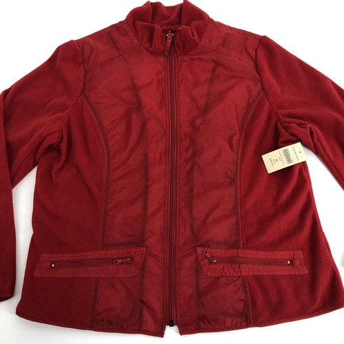 Neu mit Etikett Coldwater Creek rote Nylon & Fleece gewebte Jacke Mantel durchgehender Reißverschluss Größe XL Größe 18 - Bild 8 von 8