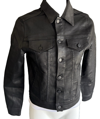 NWT AG Adriano Goldschmied MYA Luminous Super Black Denim Jacket Size S 