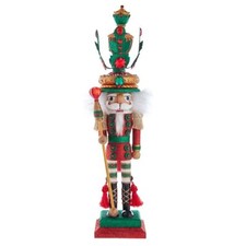 Kurt Adler Hollywood Nutcrackers Red and Green Leaves Hat Nutcracker, 18"