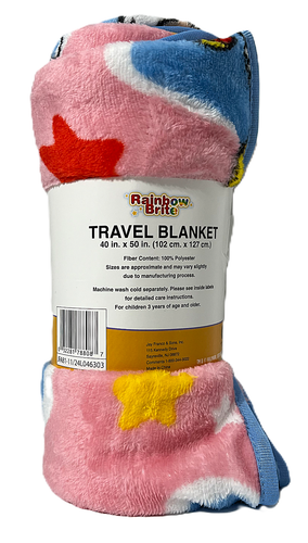 Rainbow Brite Travel Traveling Blanket 40" x 50" Stars Rainbow Brite Twink Pink - Picture 3 of 4