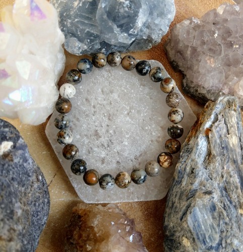 merlinite Bracelet Crystal Healing Dendritic Agate Gift For Him Or Her - Picture 5 of 19