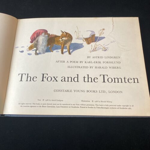 The FOX and the TOMTEN by Astrid Lindgren, Constable Young Rare 1966 1st Ed. HB